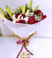 RED ROSES AND LILY BOUQUET | Gifts and Flowers Kenya