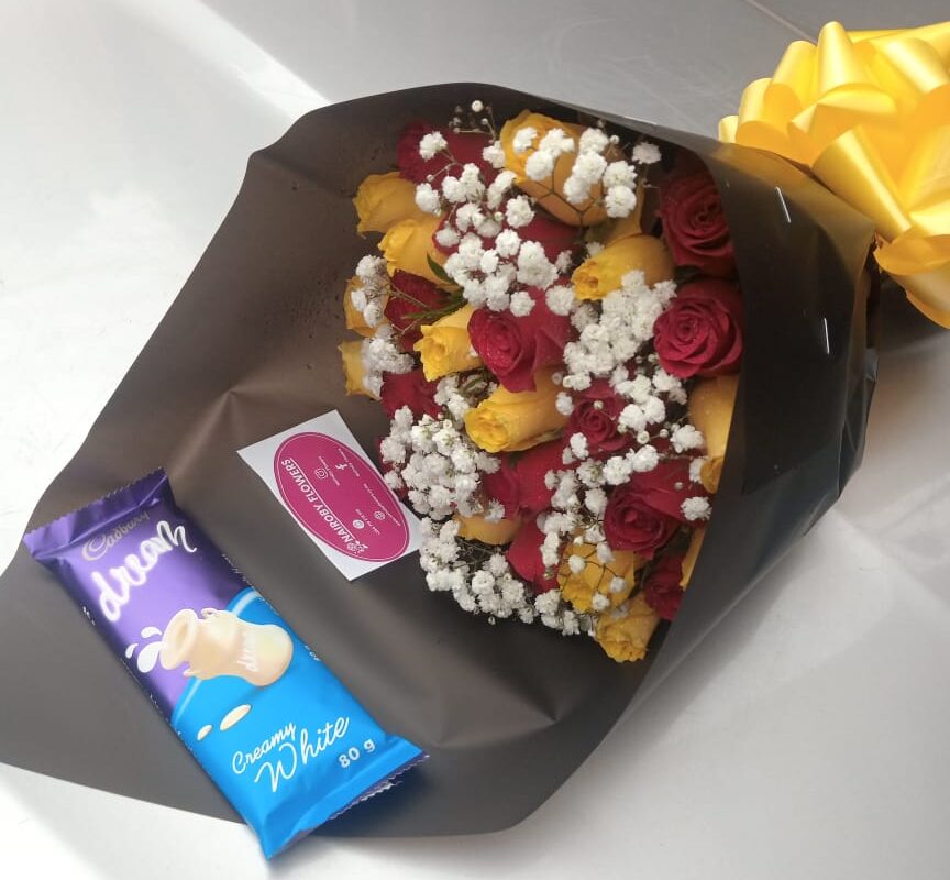 Colourful bouquet with Chocolate | Gifts and Flowers Kenya